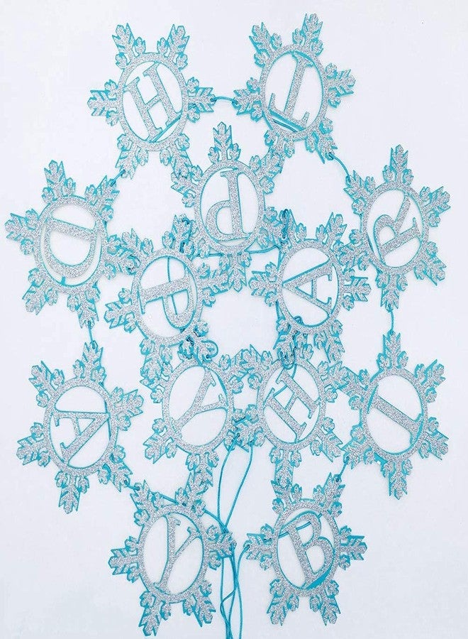 Festiko® Glittering Snowflake Frozen Happy Birthday Banner （Already Assembled）Blue & White, Frozen Birthday Party Supplies， Winter Wonderland Snow Princess Birthday Party Decorations for Girl and Kids - Image 5